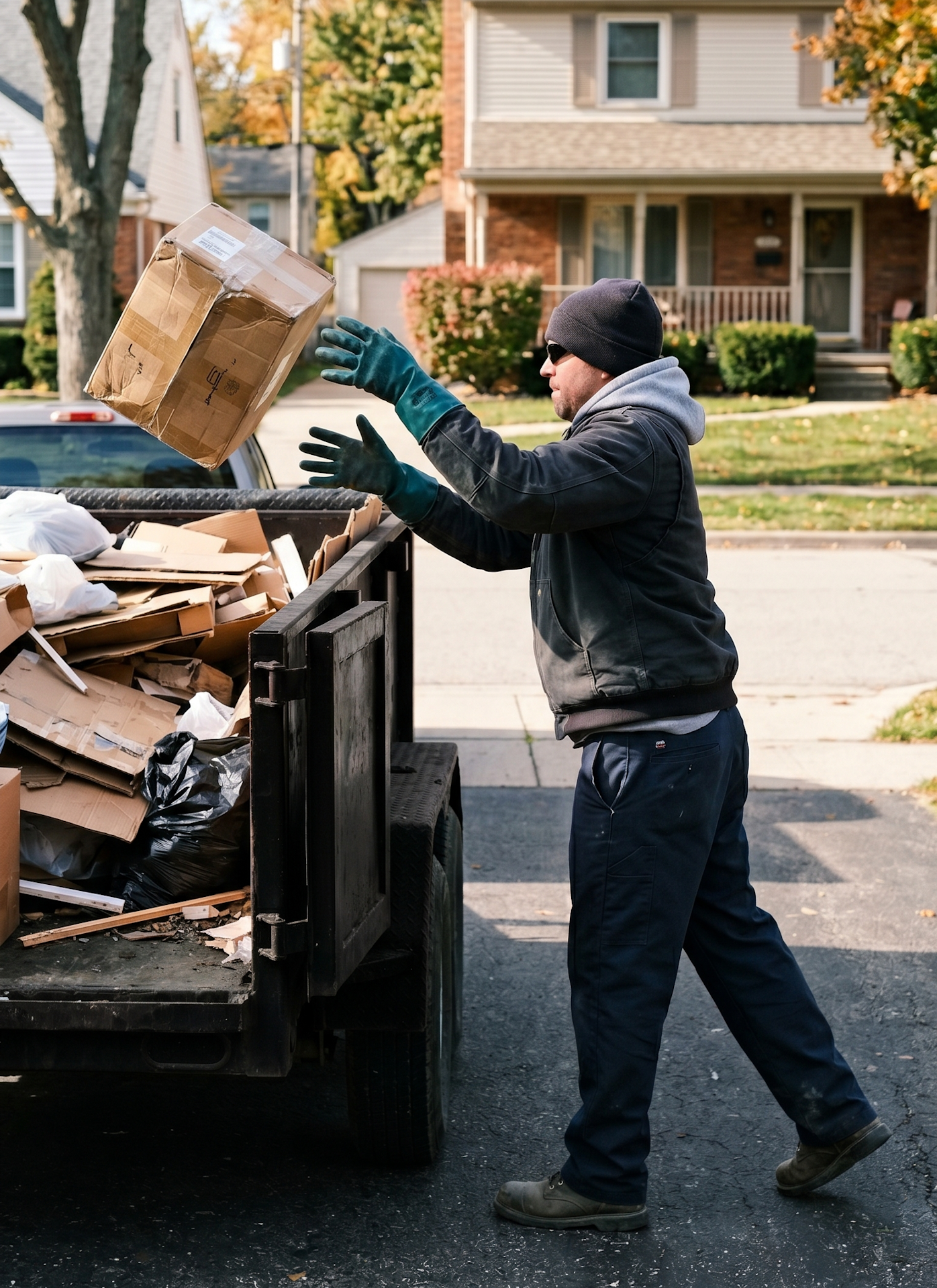 Clutter Cleaners branded dump trailer ready for junk removal in Southeast Michigan